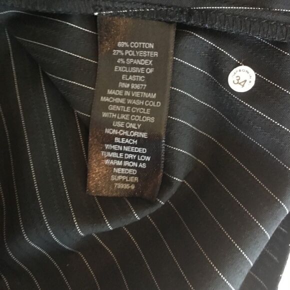 Worthington Blouse Button Down Black White Pin Stripe Long Sleeve Small - Picture 7 of 8